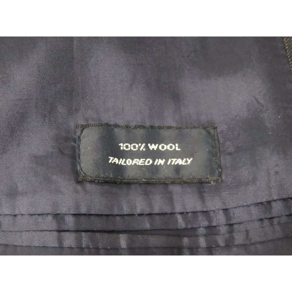 Mens Faconnable Sport Coat Jacket 3 Button 44R‎ Blue Brown Windowpane Wool Lined